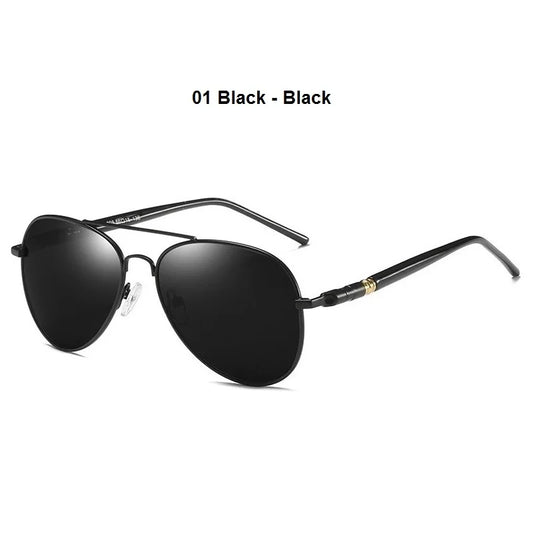 Luxury Men&#39;s Polarized Sunglasses Driving Sun Glasses For Men Women Brand Designer Male Vintage Black Pilot Sunglasses UV400 01 Black - Black