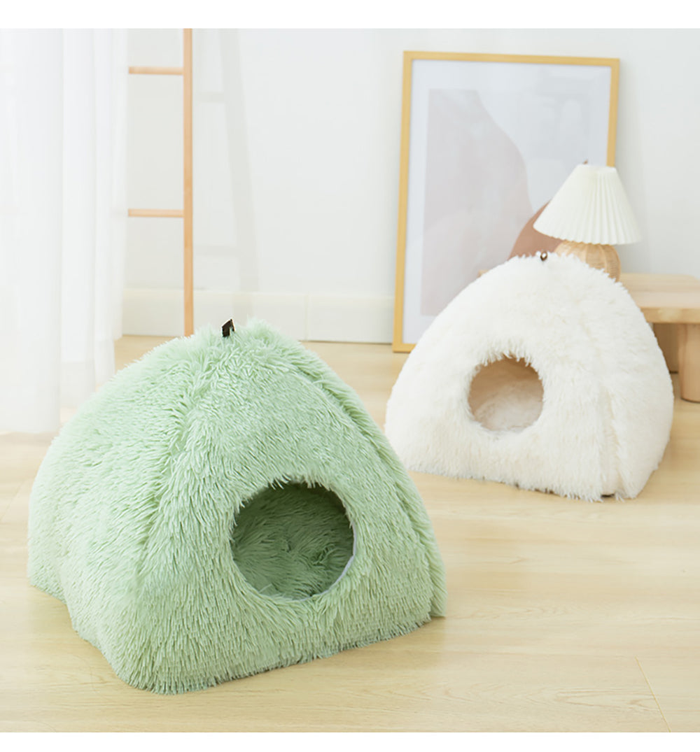 Very Soft Cat Bed Plush Cats House Pet Basket Mat Small Dog Cushion Sofa Lounger Kennel 2 In 1 Kitten Tent House Beds For Cat