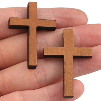 20pcs Natural Wood Cross Charms Pendant Nativity Set DIY Necklace Charm Jewelry Making Supplies Findings Handmade Accessories