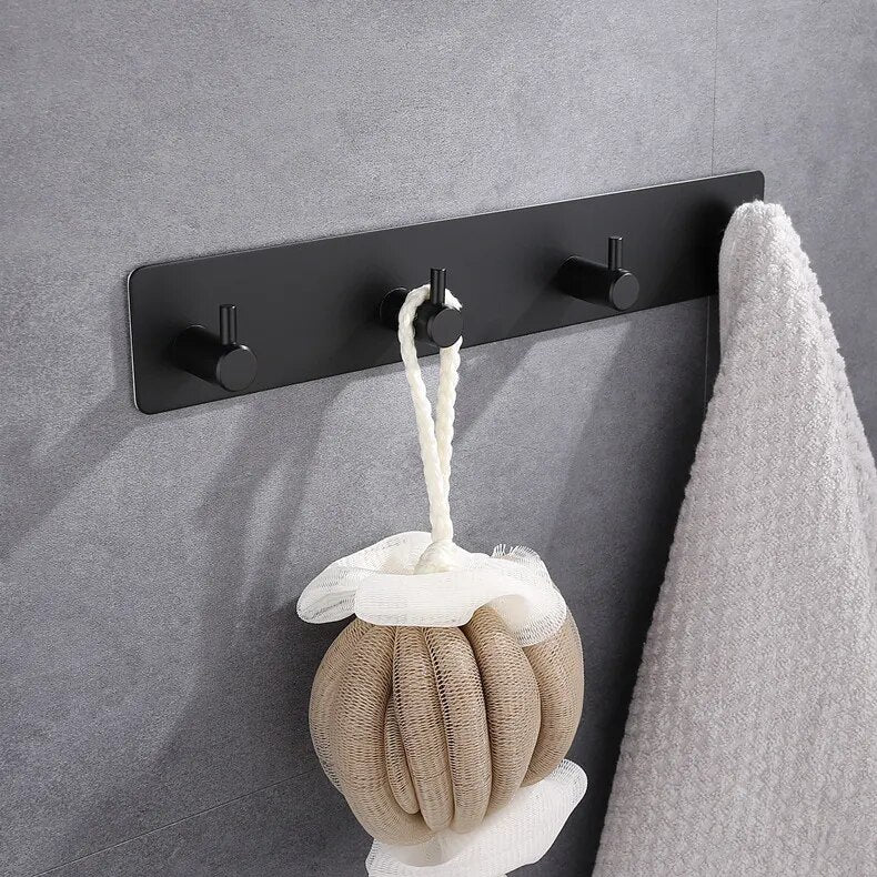 Adhesive Stainless Steel Hooks Door Wall Clothes Towel Hook Metal Bathroom Bracket Kitchen Bedroom Hanger Accessories Wall decor