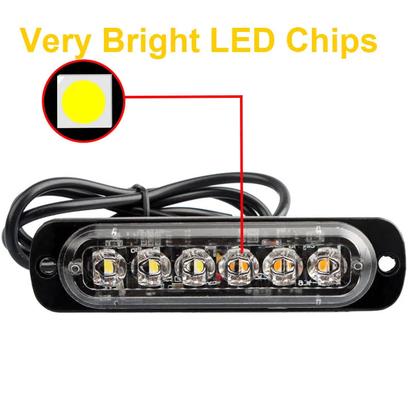 Universal Emergency Strobe Led Light 12/24V Memory Function Led Warning Side Marker Blinking Amber Light Bar Police Flash Light