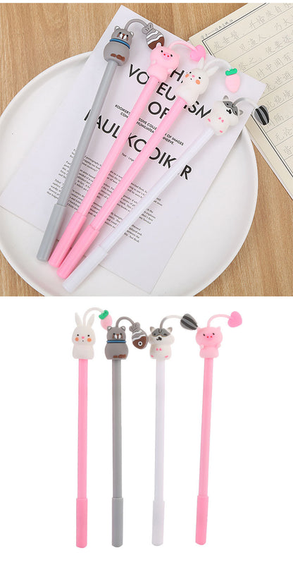 Novelty Rabbit Cat Hamster Pig Animal Gel Pen 0.5mm Ink Cute Kawaii Cartoon Pens for Writing Exam Signing School Supplies Gift