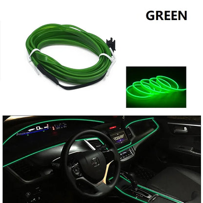 Car LED Strip EL Wire Rope Tube USB Switch Cigarette Car Ambient Light Neon Light Garland Decoration Flexible Led Tube Auto Led