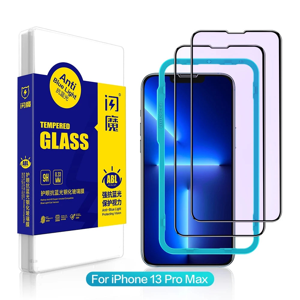 Tempered Glass Screen Protector For iPhone 13 Pro Max Full Cover Glass For iPhone 13 mini Anti Blue Light 2PCS iPhone 13ProMax Tempered Glass