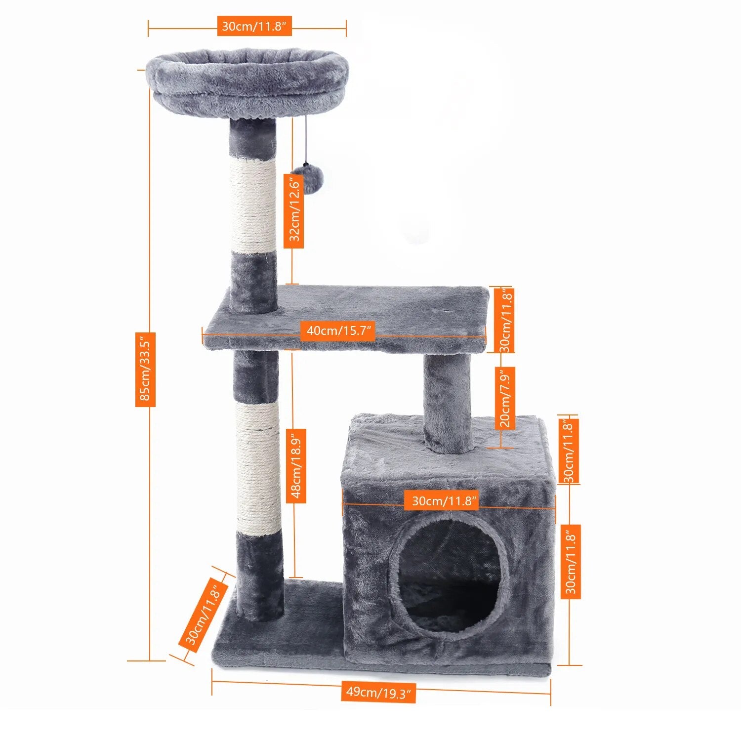 Cat Trees for Kittens Cat Furniture Towers with Scratching Posts Double Perches House Kitty Cat Activity Trees Climb AMT0044Gray L