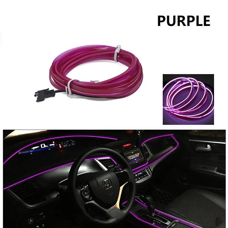 Car LED Strip EL Wire Rope Tube USB Switch Cigarette Car Ambient Light Neon Light Garland Decoration Flexible Led Tube Auto Led