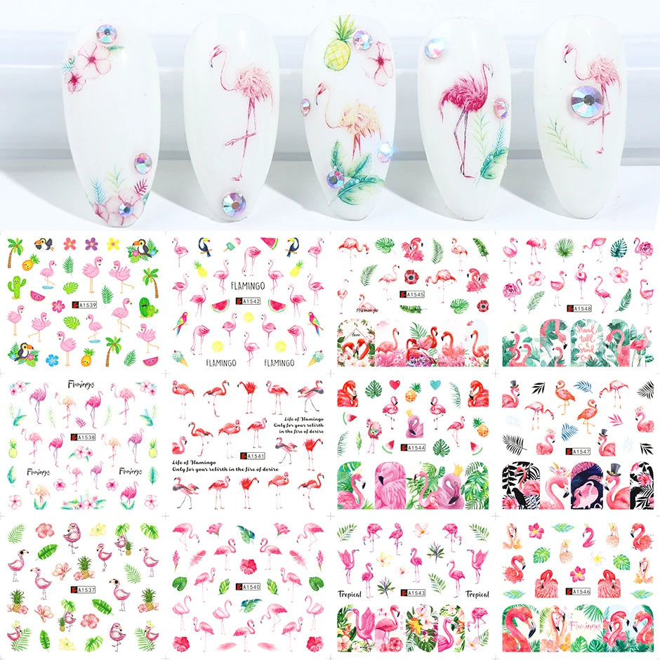 12pcs Valentines Manicure Love Letter Flower Sliders for Nails Inscriptions Nail Art Decoration Water Sticker Tips GLBN1489-1500 A1537-1548