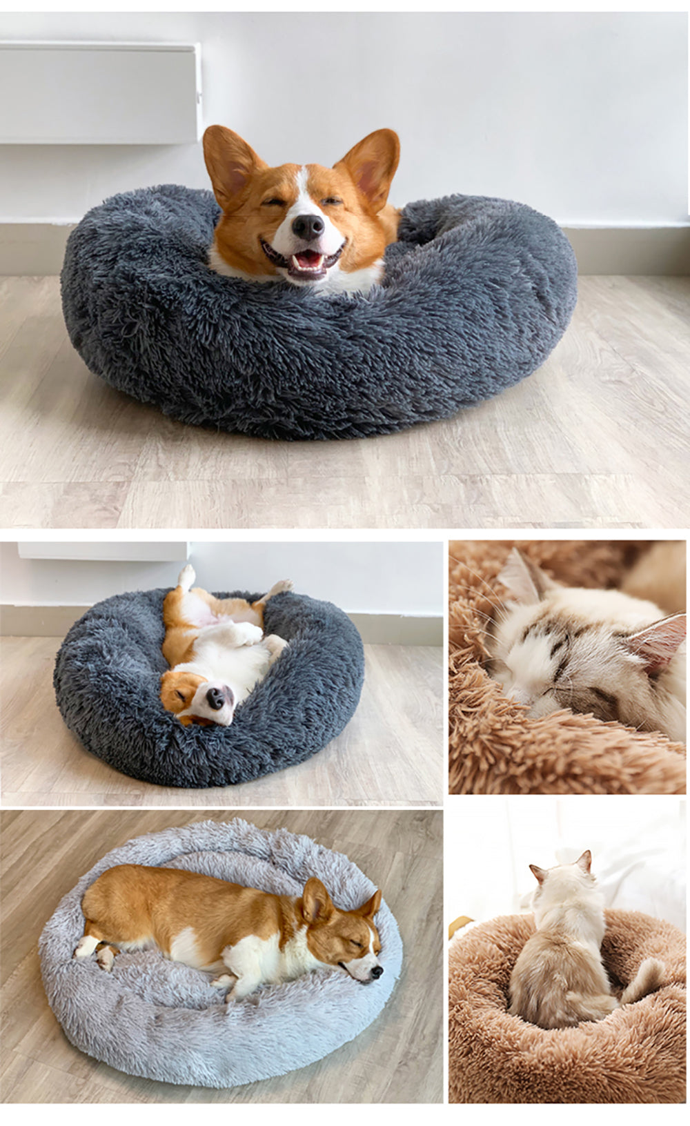 Very Soft Plush Dog Bed Cat House Donut Basket Fluffy Cushion Big Pet Pillow Mat Kennel Lounger Large Medium Small For Dogs Bed