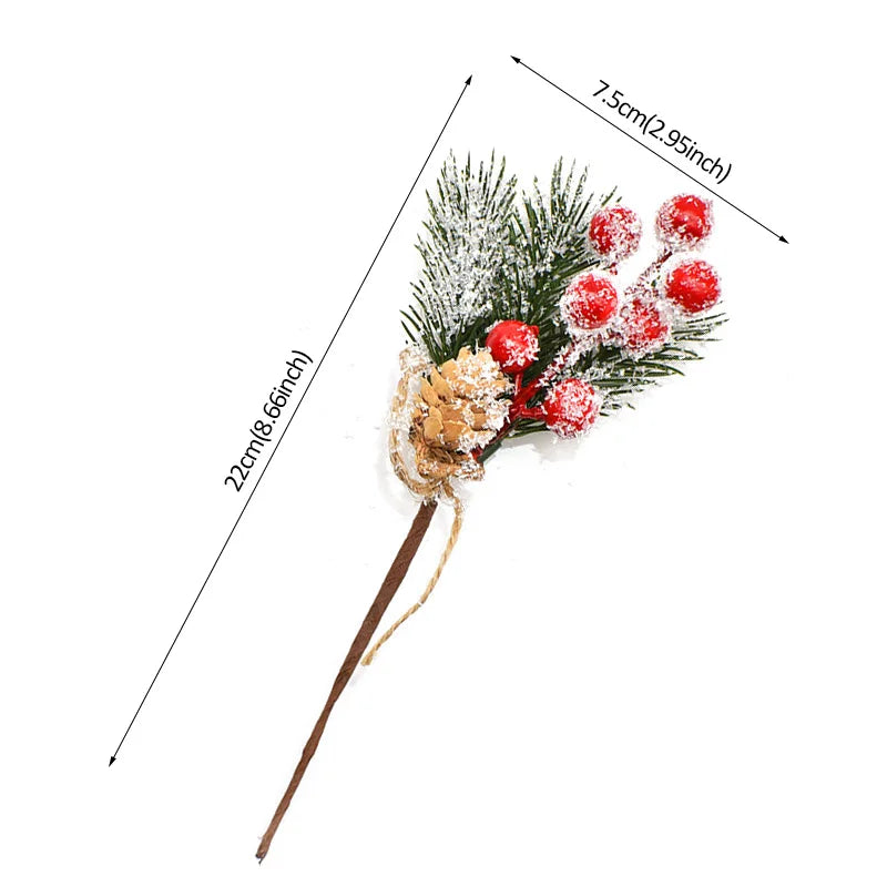 2PCS Christmas Berry Artificial Pine Cone Christmas Garland Decoration Fake Flower Pine Tree Branch DIY Home Party Wedding Decor