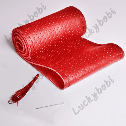 Car Steering Wheel Braid Cover with Needles And Thread Leather Car Steering Wheel Cover 7 Color DIY Braid Auto Accessories Red