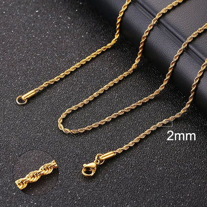 Vnox Cuban Chain Necklace for Men Women, Basic Punk Stainless Steel Curb Link Chain Chokers,Vintage Gold Tone Solid Metal Collar 2mm Gold Rope