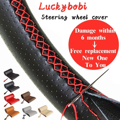 Car Steering Wheel Braid Cover with Needles And Thread Leather Car Steering Wheel Cover 7 Color DIY Braid Auto Accessories