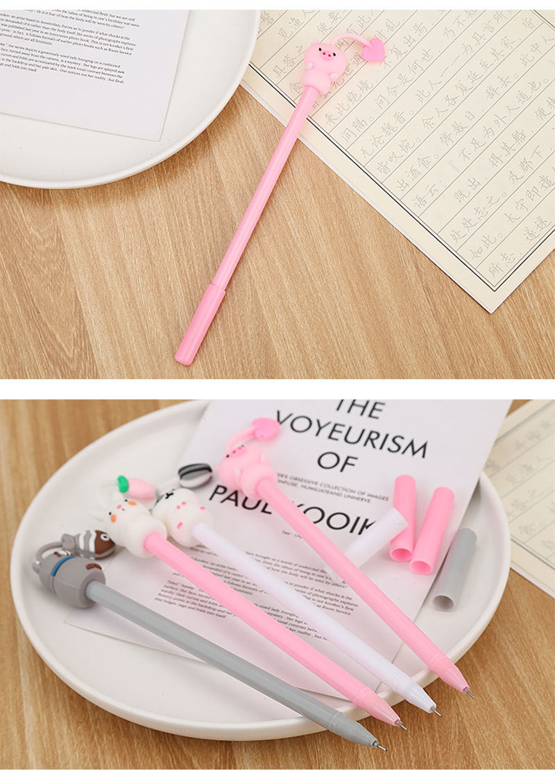 Novelty Rabbit Cat Hamster Pig Animal Gel Pen 0.5mm Ink Cute Kawaii Cartoon Pens for Writing Exam Signing School Supplies Gift