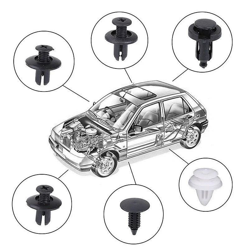 6 Size 100pcs Auto Fastener Car Clips Mixed Body Push Retainer Pin Rivet Bumper Door Trim Panel Retainer Fastener Kit