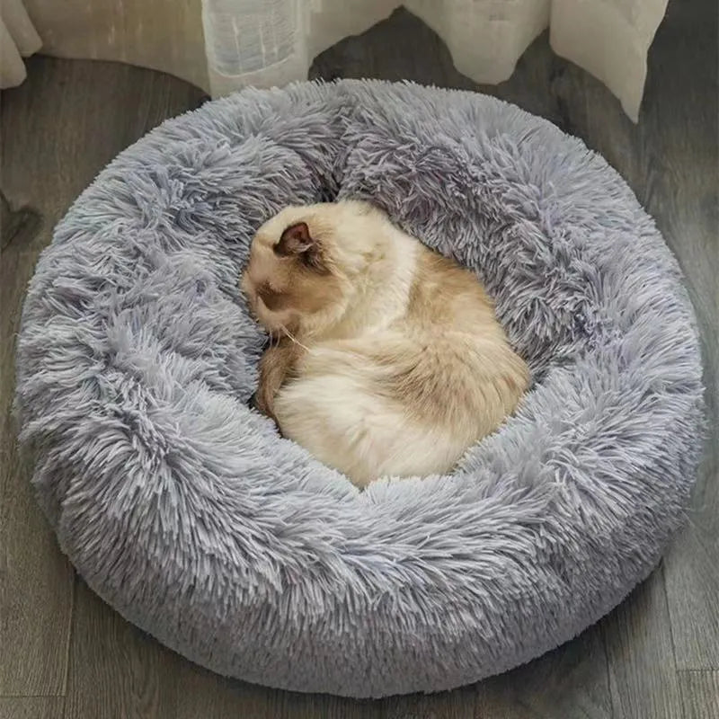 Very Soft Plush Dog Bed Cat House Donut Basket Fluffy Cushion Big Pet Pillow Mat Kennel Lounger Large Medium Small For Dogs Bed