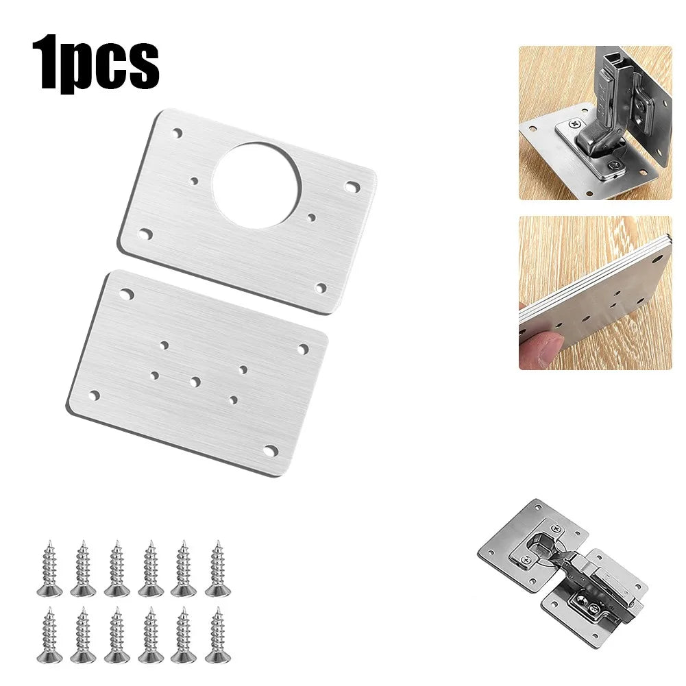 2/4/10Pcs Hinge Repair Plate Cabinet Hinge Repair Stainless Steel Hinge Furniture Hardware Door Mounting Fixing Plate With Screw 1pcs AB CHINA