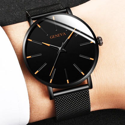 2023 Minimalist Men&#39;s Fashion Ultra Thin Watches Simple Men Business Stainless Steel Mesh Belt Quartz Watch relogio masculino