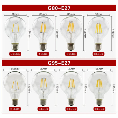 2pcs E27 E14 Retro Edison LED Filament Bulb Lamp AC220V Light Bulb C35 G45 A60 ST64 G80 G95 G125 Glass Bulb Vintage Candle Light