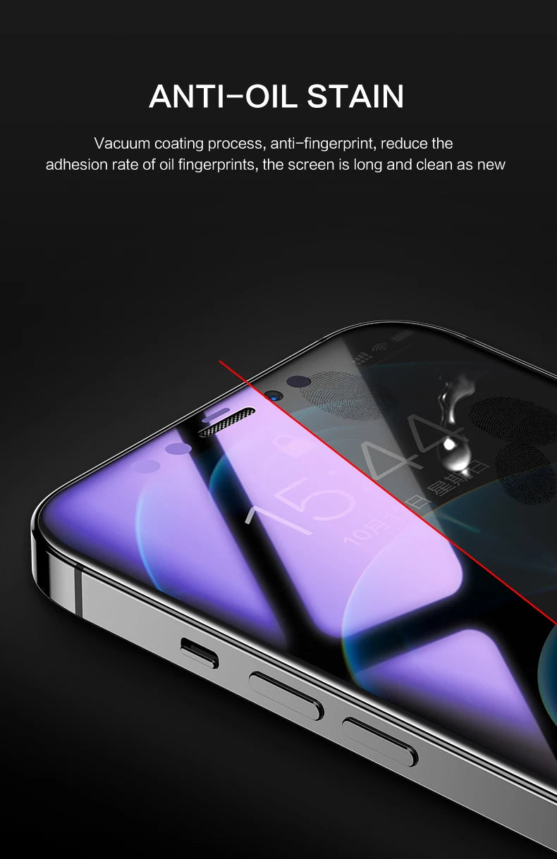 Anti Blue Ray Spy Glass for iPhone 14 13 12 11 Pro Max Privacy Screen Protector Full Cover for iPhone X XR XS Max