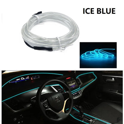 Car LED Strip EL Wire Rope Tube USB Switch Cigarette Car Ambient Light Neon Light Garland Decoration Flexible Led Tube Auto Led