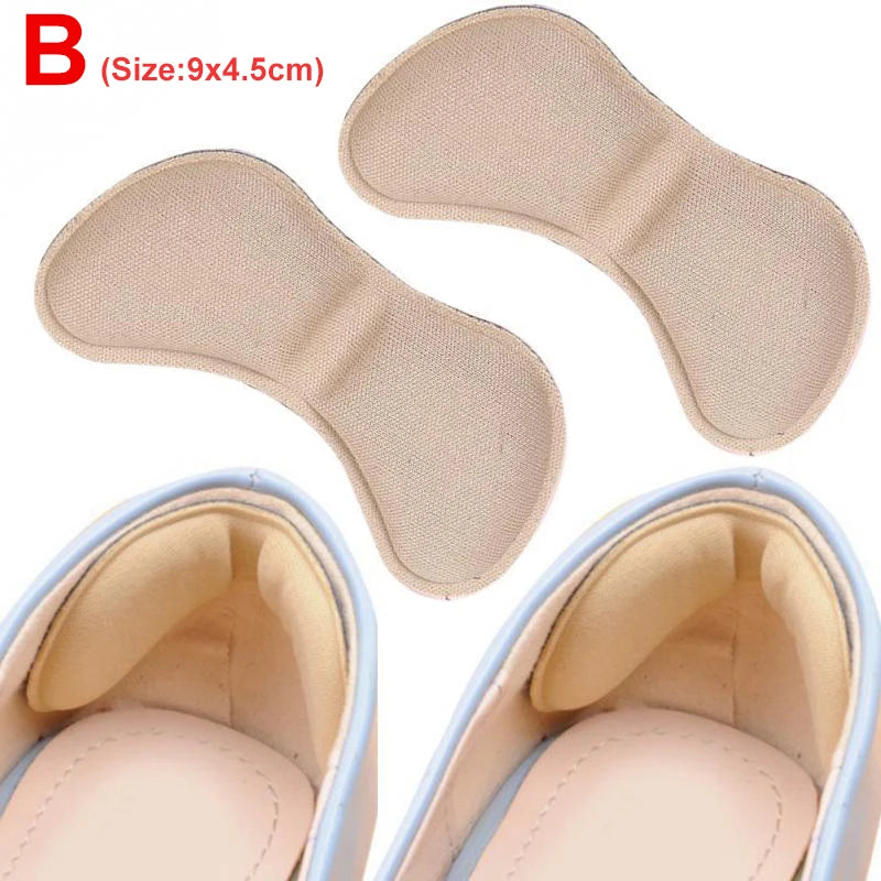 2pcs Insoles Patch Heel Pads for Sport Shoes Adjustable Size Antiwear Feet Pad Cushion Insert Insole Heel Protector Back Sticker B (Beige)