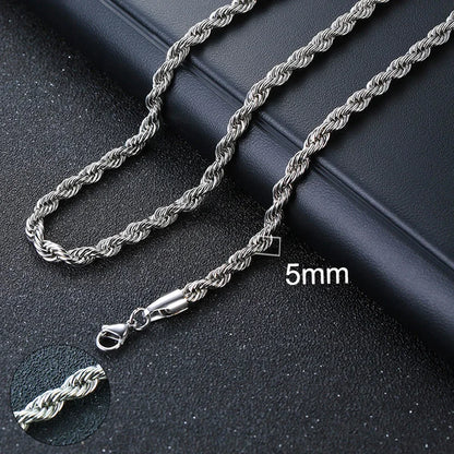 Vnox Cuban Chain Necklace for Men Women, Basic Punk Stainless Steel Curb Link Chain Chokers,Vintage Gold Tone Solid Metal Collar 5mm Silver Rope