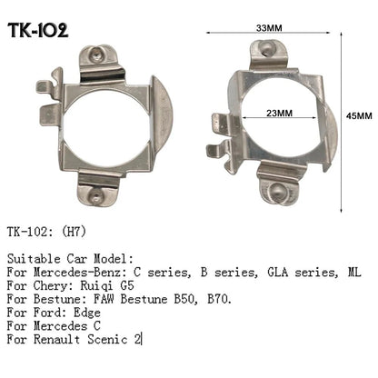 H7 LED Headlight Bulb Base Retainer Holder Adapter Socket Headlamp Mount Stand For Nissan Buick Mercedes-Benz Audi Renault Ford TK-102