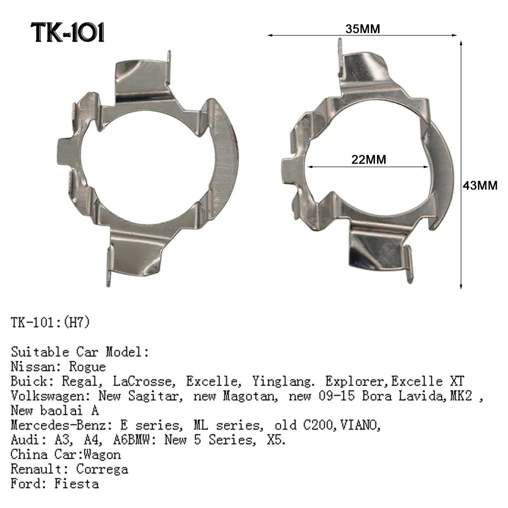 H7 LED Headlight Bulb Base Retainer Holder Adapter Socket Headlamp Mount Stand For Nissan Buick Mercedes-Benz Audi Renault Ford TK-101