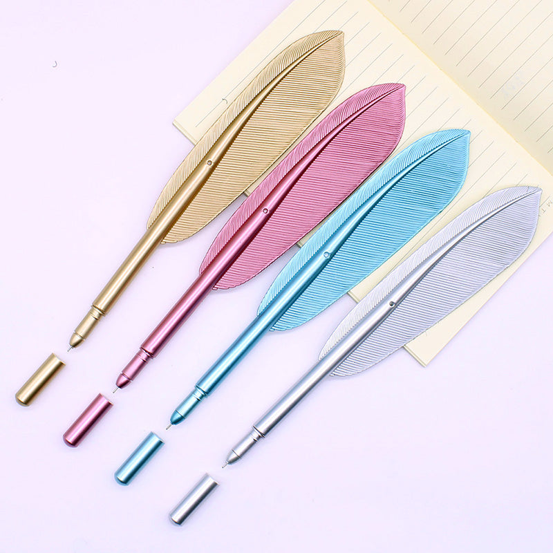 2 Pcs Beautiful Feather Gel Pens 0.5mm Creative Kawaii Cute Neutral Pen Ink Pen Gift School Office Supplies Stationery