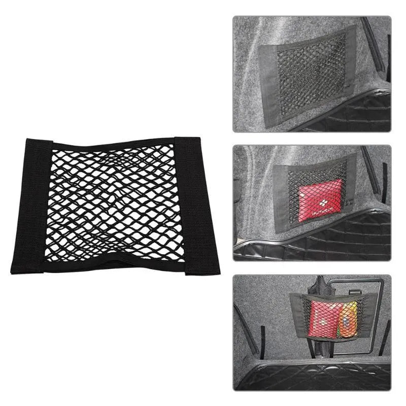 Car Back Rear Trunk Storage Net Seat Elastic String Net Magic Sticker Mesh Storage Bag Auto Organizer Seat Back Bag Freeshipping