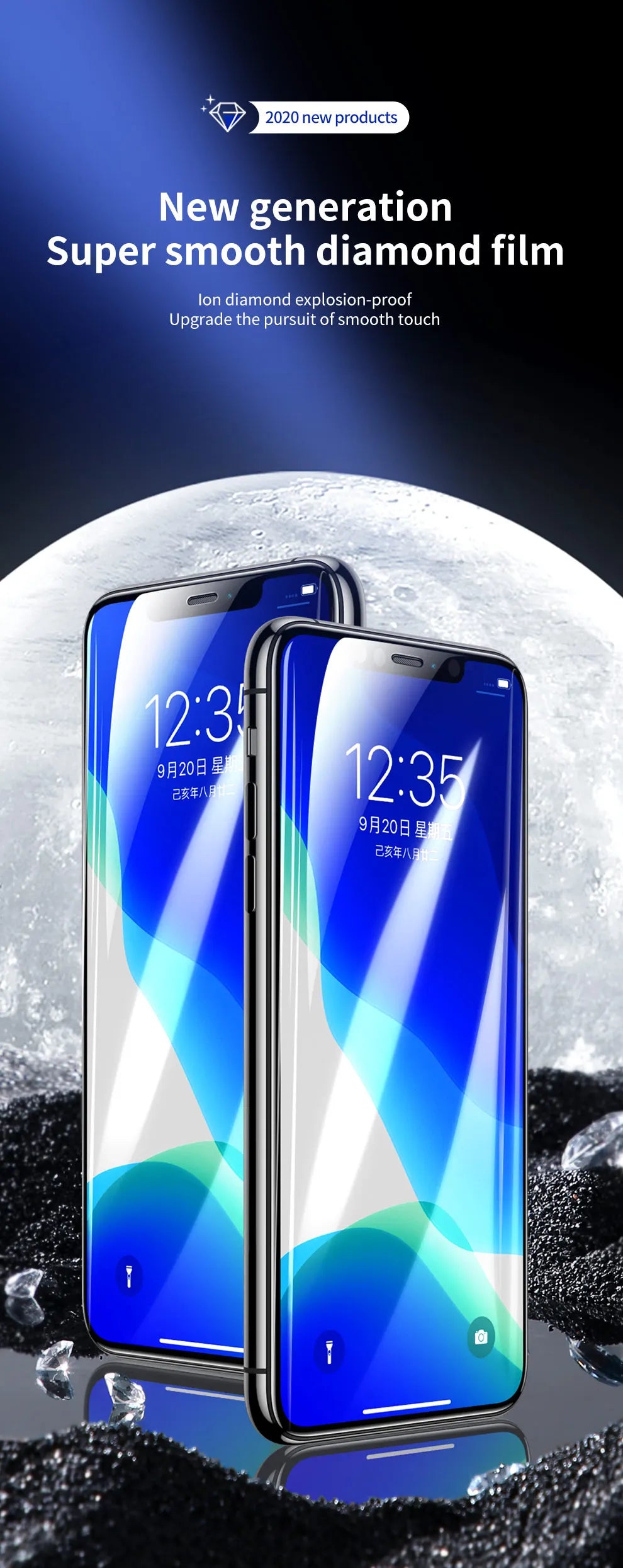 Diamonds Screen Protector For iPhone 11 11 Pro Max Full Coverage Glass For iPhone X XS MAX XR SE2020 High Definition