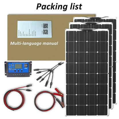 solar panel kit and 300w 200w 100w flexible solar panels 12v 24v high efficiency battery charger module