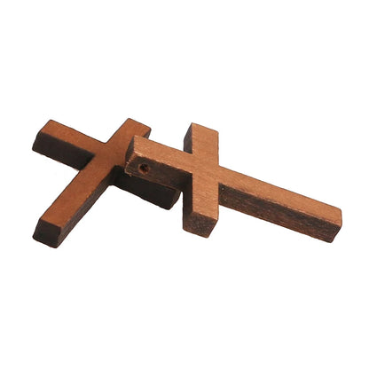 20pcs Natural Wood Cross Charms Pendant Nativity Set DIY Necklace Charm Jewelry Making Supplies Findings Handmade Accessories