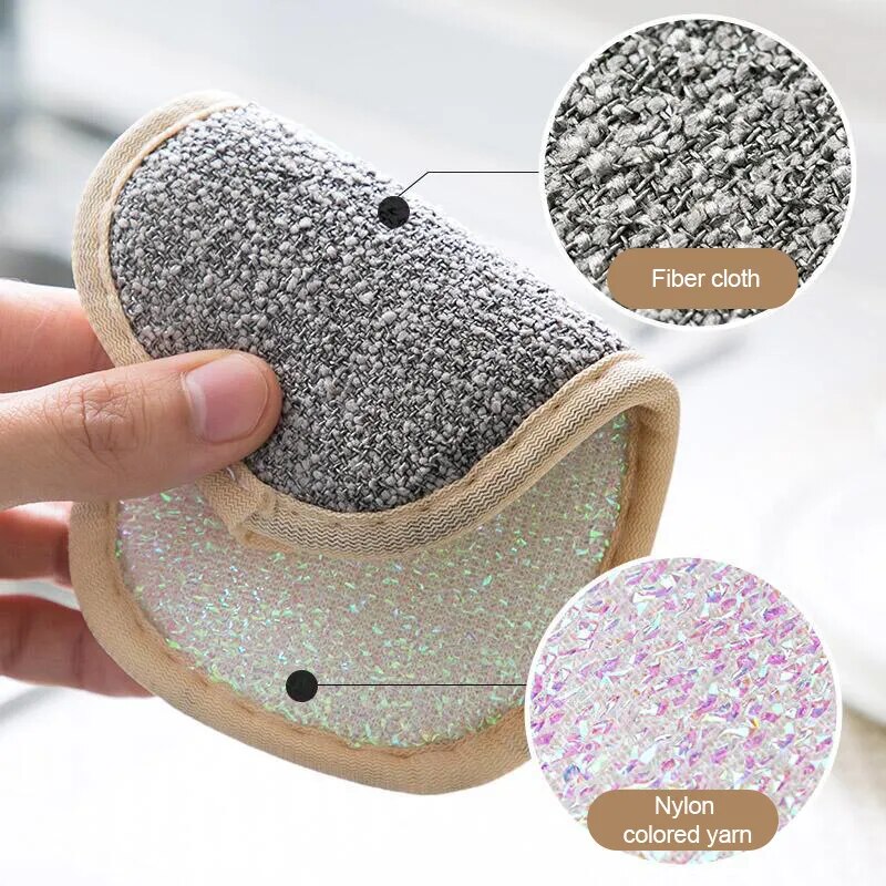 Kitchen Cleaning Magic Sponge Dishcloth Double Sided Scouring Pad Rag Scrubber Sponges For Dishwashing Pot Kitchen Cleaning Tool