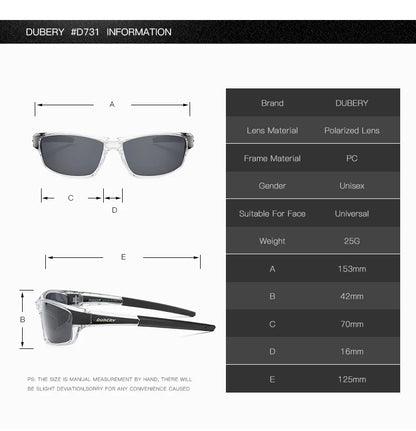 DUBERY® Brand Design Men's Glasses Polarized Black Driver Sunglasses UV400 Shades Retro Fashion Sun Glass For Men Model 620