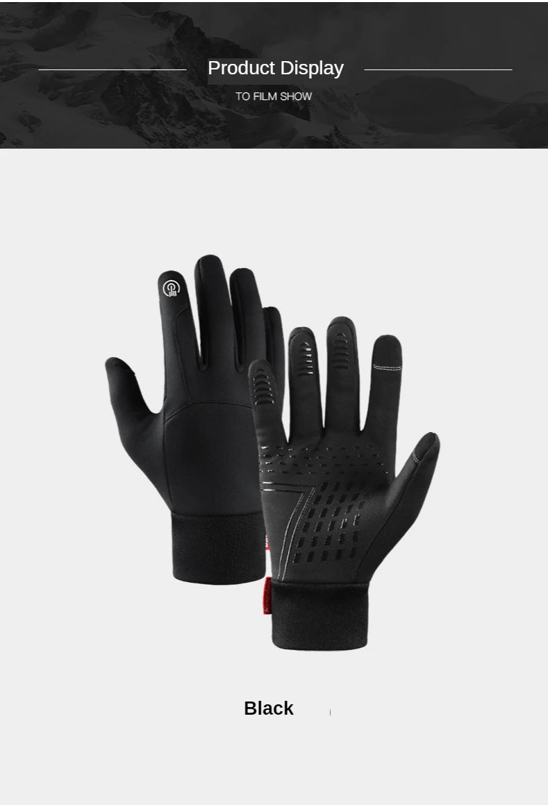 Winter Men Women Gloves Touch Cold Waterproof Motorcycle Cycle Gloves Male Outdoor Sports Warm Thermal Fleece Running Ski Gloves