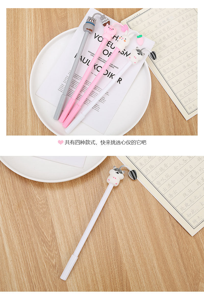Novelty Rabbit Cat Hamster Pig Animal Gel Pen 0.5mm Ink Cute Kawaii Cartoon Pens for Writing Exam Signing School Supplies Gift