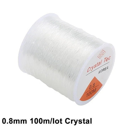 100M Plastic Crystal DIY Beading Stretch Cords Elastic Line Jewelry Making Supply Wire String jeweleri thread String Thread 0.8mmX100m Crystal China