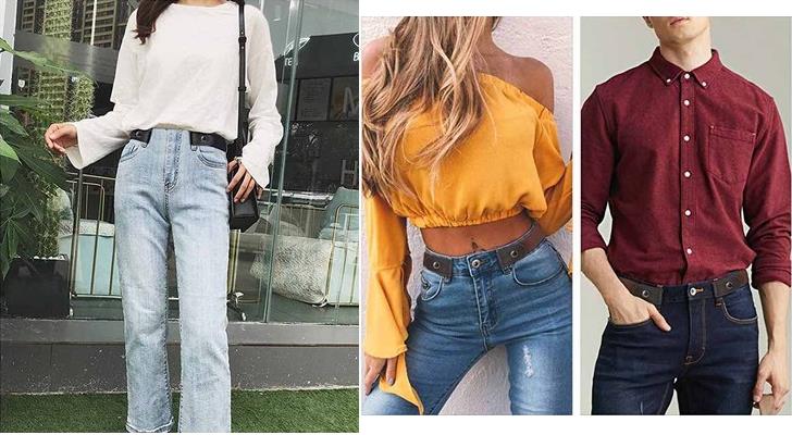 Women/Men No Bulge No Hassle Waist Belt Adjustable Belts for Jean Pants Dresses No Buckle Stretch Elastic Invisible Waist Belt