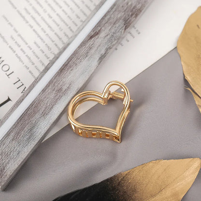 Elegant Gold Silver Hollow Geometric Metal Hair Claw For Women Long Thick Hair Holder Hair Claw Clip Fashion Hair Accessories the small 1