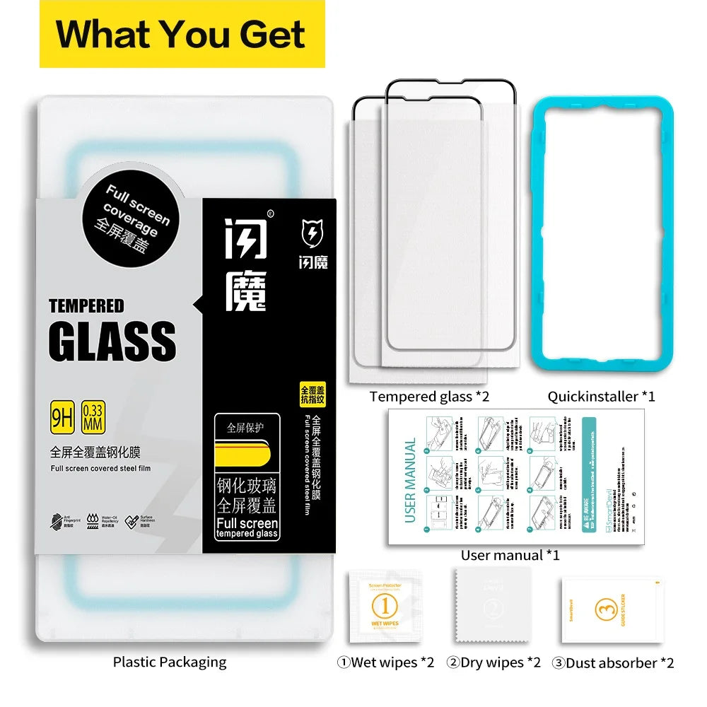 iPhone 15 14 Full Cover Tempered Glass for iPhone 15 Pro Max 14 Pro 13 12 mini 11 XR HD Screen Protector