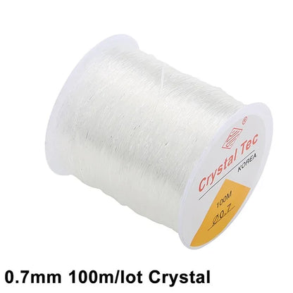 100M Plastic Crystal DIY Beading Stretch Cords Elastic Line Jewelry Making Supply Wire String jeweleri thread String Thread 0.7mmX100m Crystal China