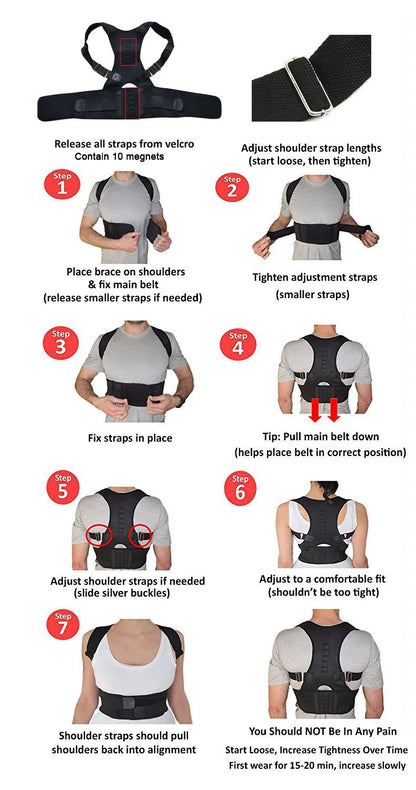 Magnetic therapy posture corrector brace supporter shoulder back support belt menwomen braces and support belt shoulder posture