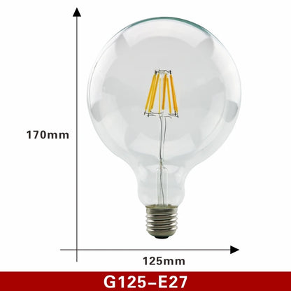 2pcs E27 E14 Retro Edison LED Filament Bulb Lamp AC220V Light Bulb C35 G45 A60 ST64 G80 G95 G125 Glass Bulb Vintage Candle Light G125 E27