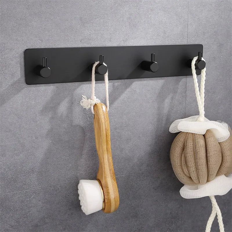 Adhesive Stainless Steel Hooks Door Wall Clothes Towel Hook Metal Bathroom Bracket Kitchen Bedroom Hanger Accessories Wall decor