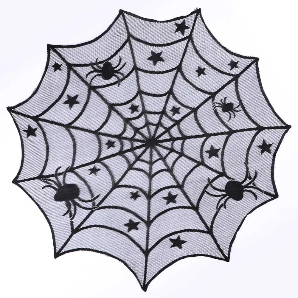 Ourwarm Halloween Party Black Lace Spiderweb Fireplace Mantle Scarf Table Cloth Horror Props Halloween Party Favor Decoration