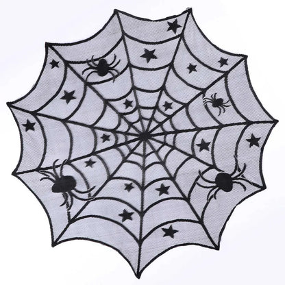 Ourwarm Halloween Party Black Lace Spiderweb Fireplace Mantle Scarf Table Cloth Horror Props Halloween Party Favor Decoration