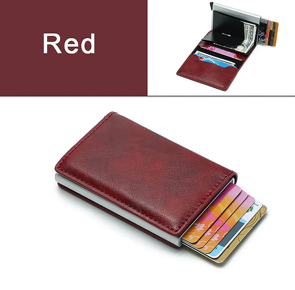 Credit Card Holder Men Wallet RFID Blocking Protected Aluminium Box PU leather Wallets with Money Clip Designer pasjeshouder