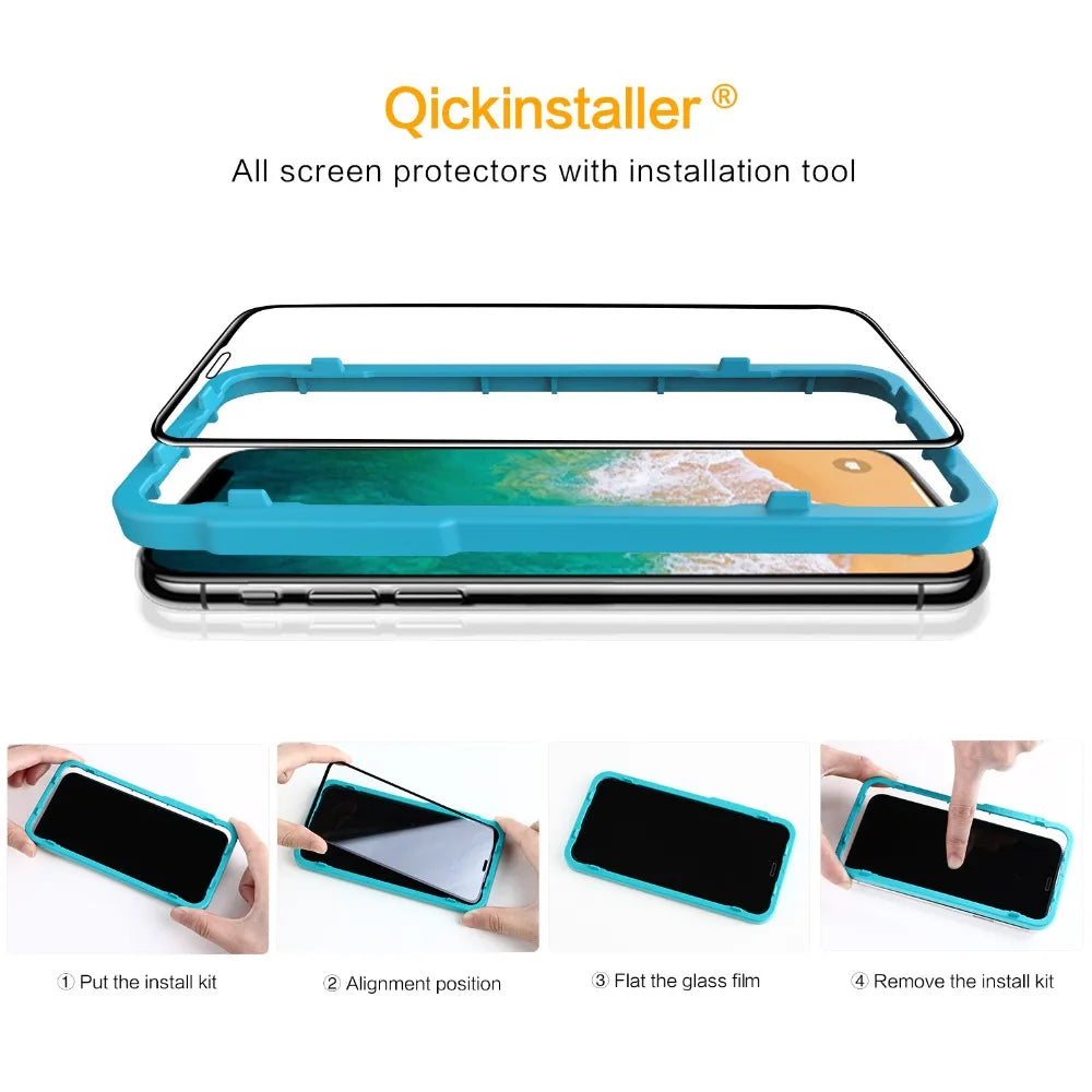 Screen Protector For iPhone 11 13 Pro Max 9H Tempered Glass Film for 12/12 mini/12 Pro Max XR Xs Max Clear Full Cover