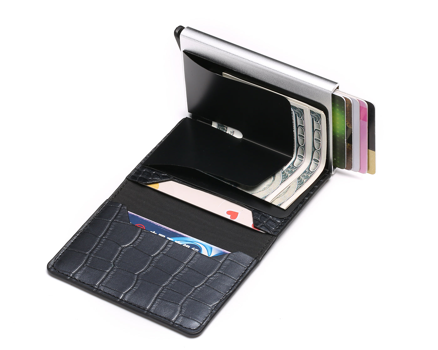 Credit Card Holder Men Woman Smart Wallet RFID Cardholder Carbon Fiber Leather Wallet Money Clip Purse Card Case